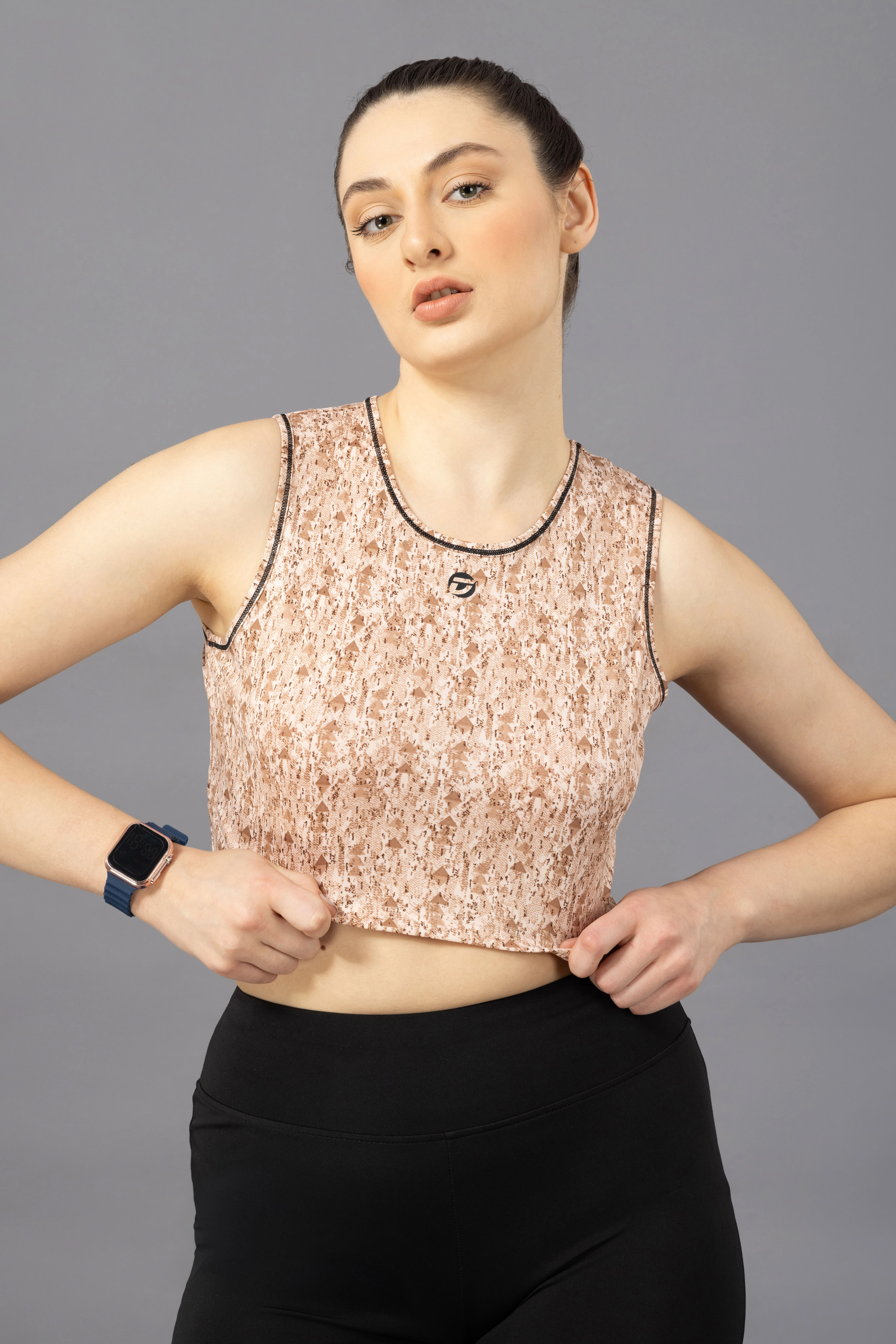 Drizone Printed Polyester Crop Top for Women