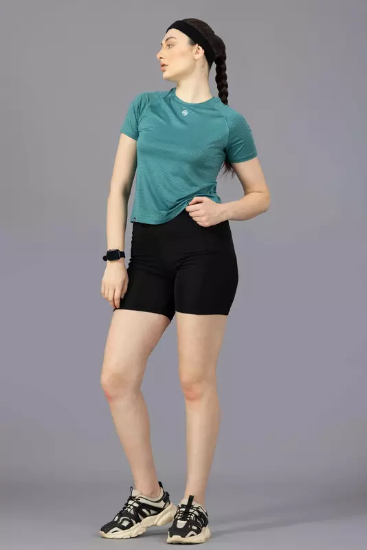 Drizone Women's Melange Lining 4-Way Lycra Raglan Half Sleeve T-Shirt Drizone Women's Melange Lining 4-Way Lycra Raglan Half Sleeve T-Shirt