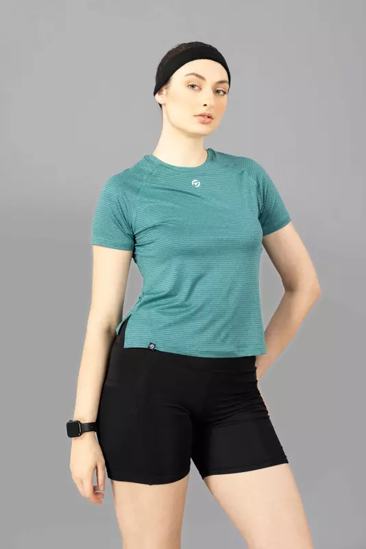 Drizone Women's Melange Lining 4-Way Lycra Raglan Half Sleeve T-Shirt Drizone Women's Melange Lining 4-Way Lycra Raglan Half Sleeve T-Shirt