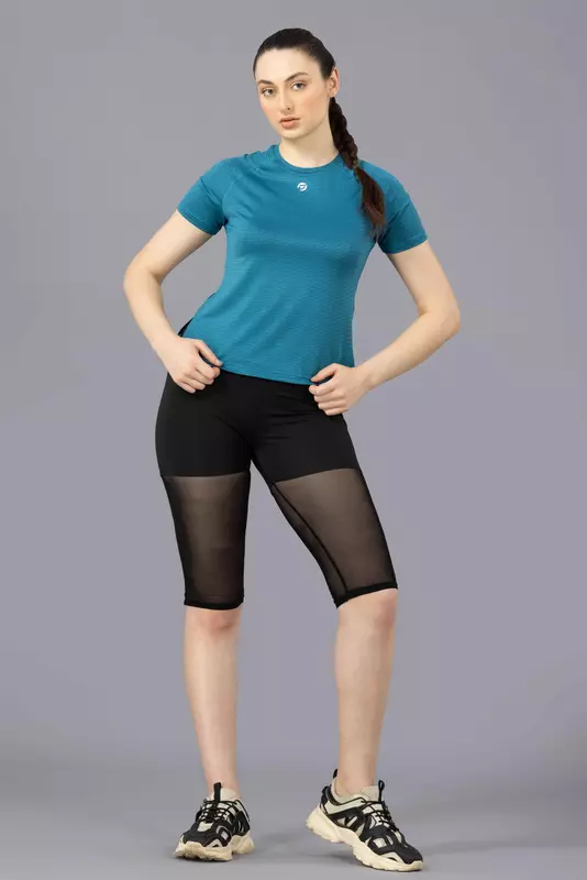 Drizone Women's Melange Lining 4-Way Lycra Raglan Half Sleeve T-Shirt Drizone Women's Melange Lining 4-Way Lycra Raglan Half Sleeve T-Shirt