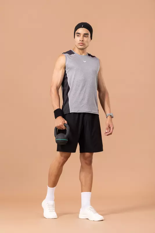 Fithues Melange Lining 4 way Gym Sando For Men