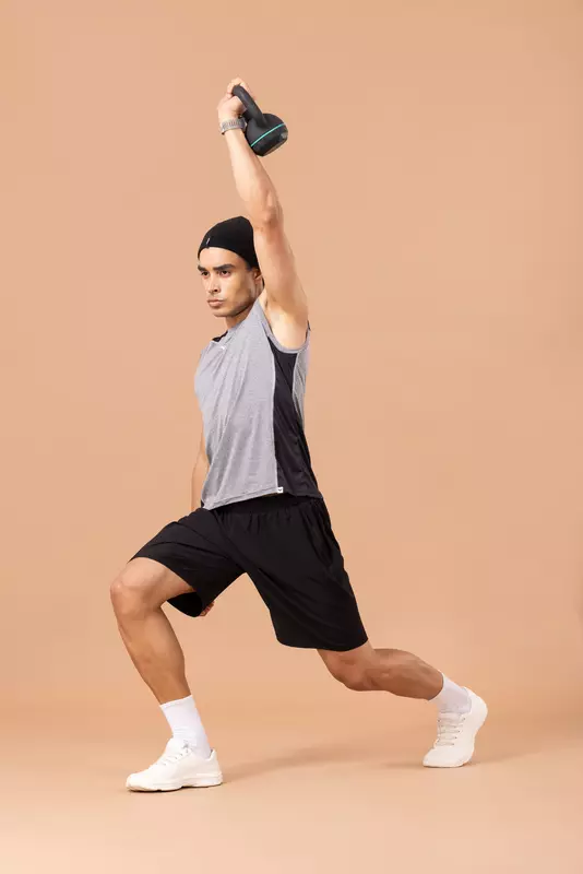 Fithues Melange Lining 4 way Gym Sando For Men