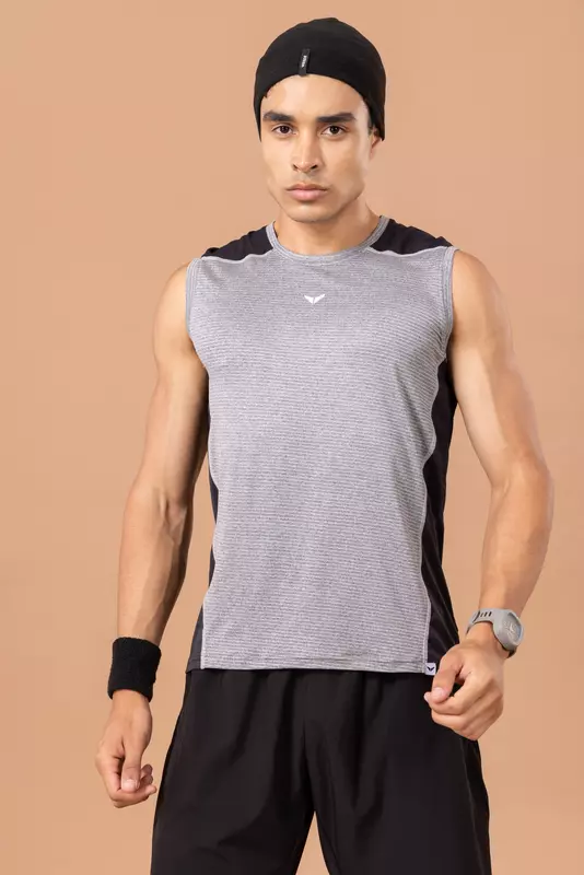 Fithues Melange Lining 4 way Gym Sando For Men