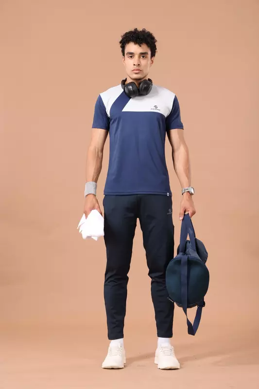 Drizone Rolex Knit Round Neck Half Sleeve Panel T-Shirt