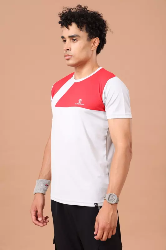 Drizone Rolex Knit Round Neck Half Sleeve Panel T-Shirt