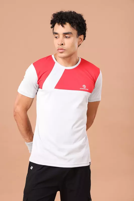 Drizone Rolex Knit Round Neck Half Sleeve Panel T-Shirt