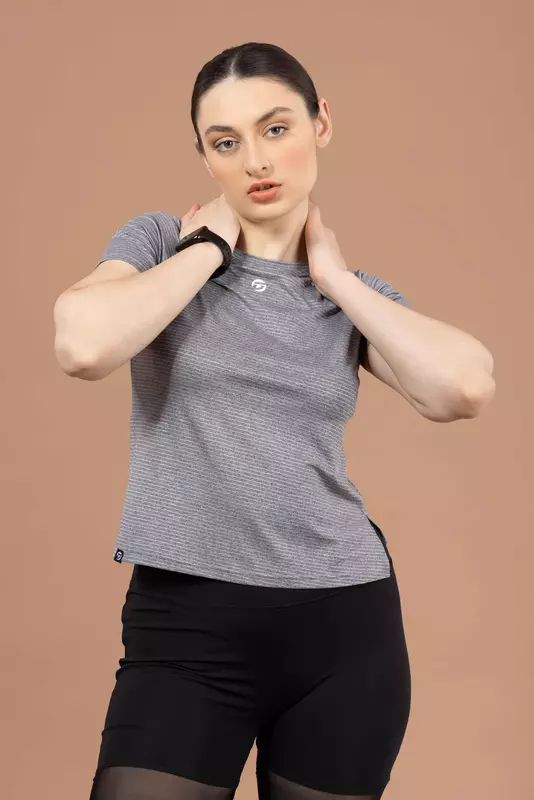 Drizone Women's Melange Lining 4-Way Lycra Raglan Half Sleeve T-Shirt Drizone Women's Melange Lining 4-Way Lycra Raglan Half Sleeve T-Shirt