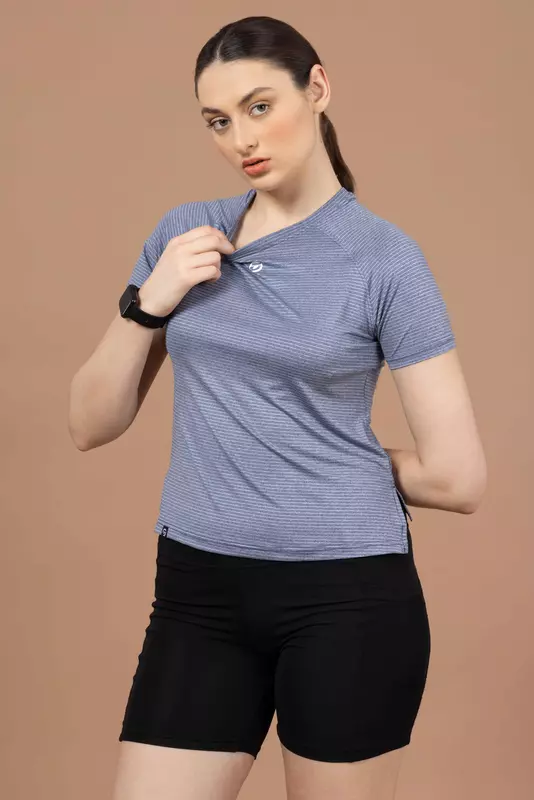 Drizone Women's Melange Lining 4-Way Lycra Raglan Half Sleeve T-Shirt Drizone Women's Melange Lining 4-Way Lycra Raglan Half Sleeve T-Shirt