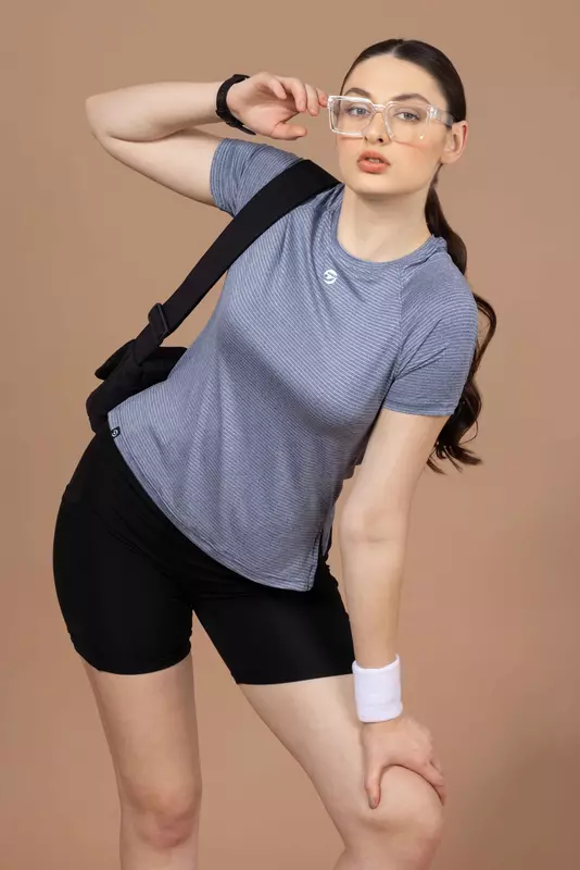 Drizone Women's Melange Lining 4-Way Lycra Raglan Half Sleeve T-Shirt Drizone Women's Melange Lining 4-Way Lycra Raglan Half Sleeve T-Shirt