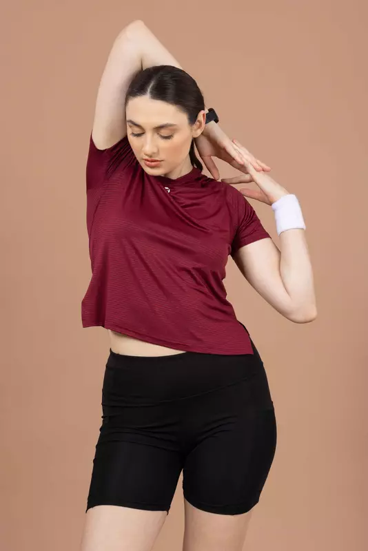 Drizone Women's Melange Lining 4-Way Lycra Raglan Half Sleeve T-Shirt Drizone Women's Melange Lining 4-Way Lycra Raglan Half Sleeve T-Shirt