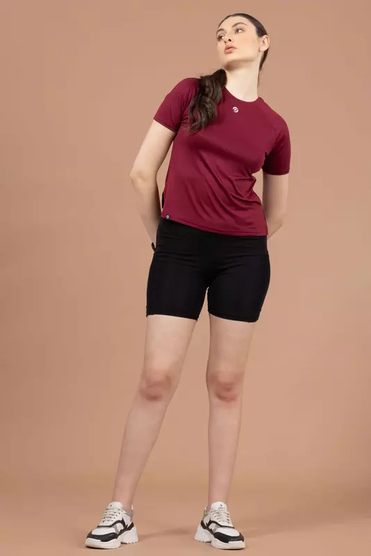 Drizone Women's Melange Lining 4-Way Lycra Raglan Half Sleeve T-Shirt Drizone Women's Melange Lining 4-Way Lycra Raglan Half Sleeve T-Shirt