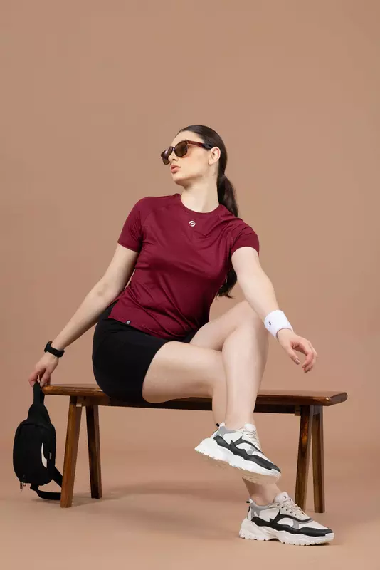Drizone Women's Melange Lining 4-Way Lycra Raglan Half Sleeve T-Shirt Drizone Women's Melange Lining 4-Way Lycra Raglan Half Sleeve T-Shirt