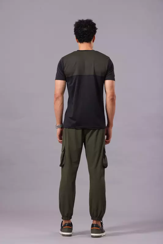 Drizone Rolex Knit Round Neck Half Sleeve Panel T-Shirt