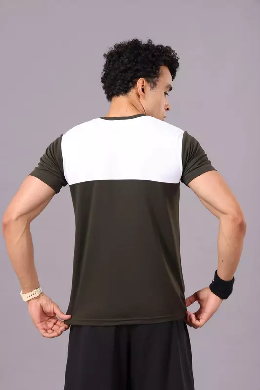 Drizone Rolex Knit Round Neck Half Sleeve Panel T-Shirt