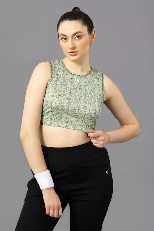 Drizone Printed Polyester Crop Top for Women