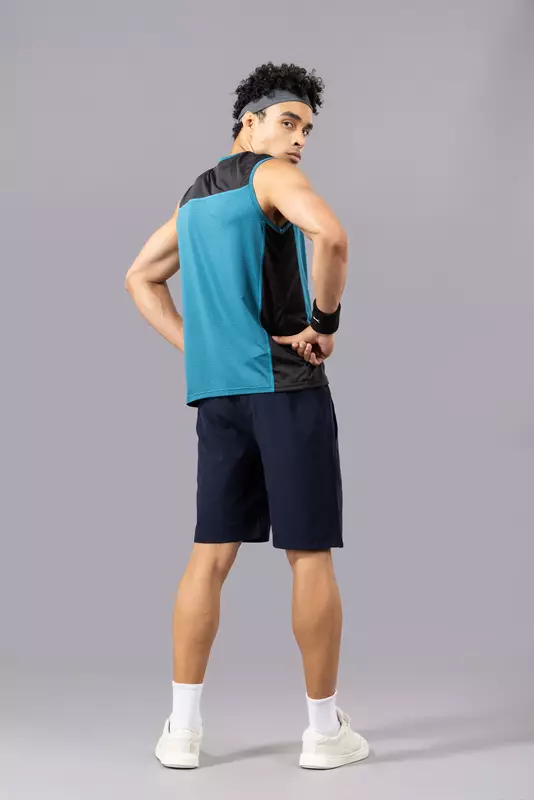 Fithues Melange Lining 4 way Gym Sando For Men